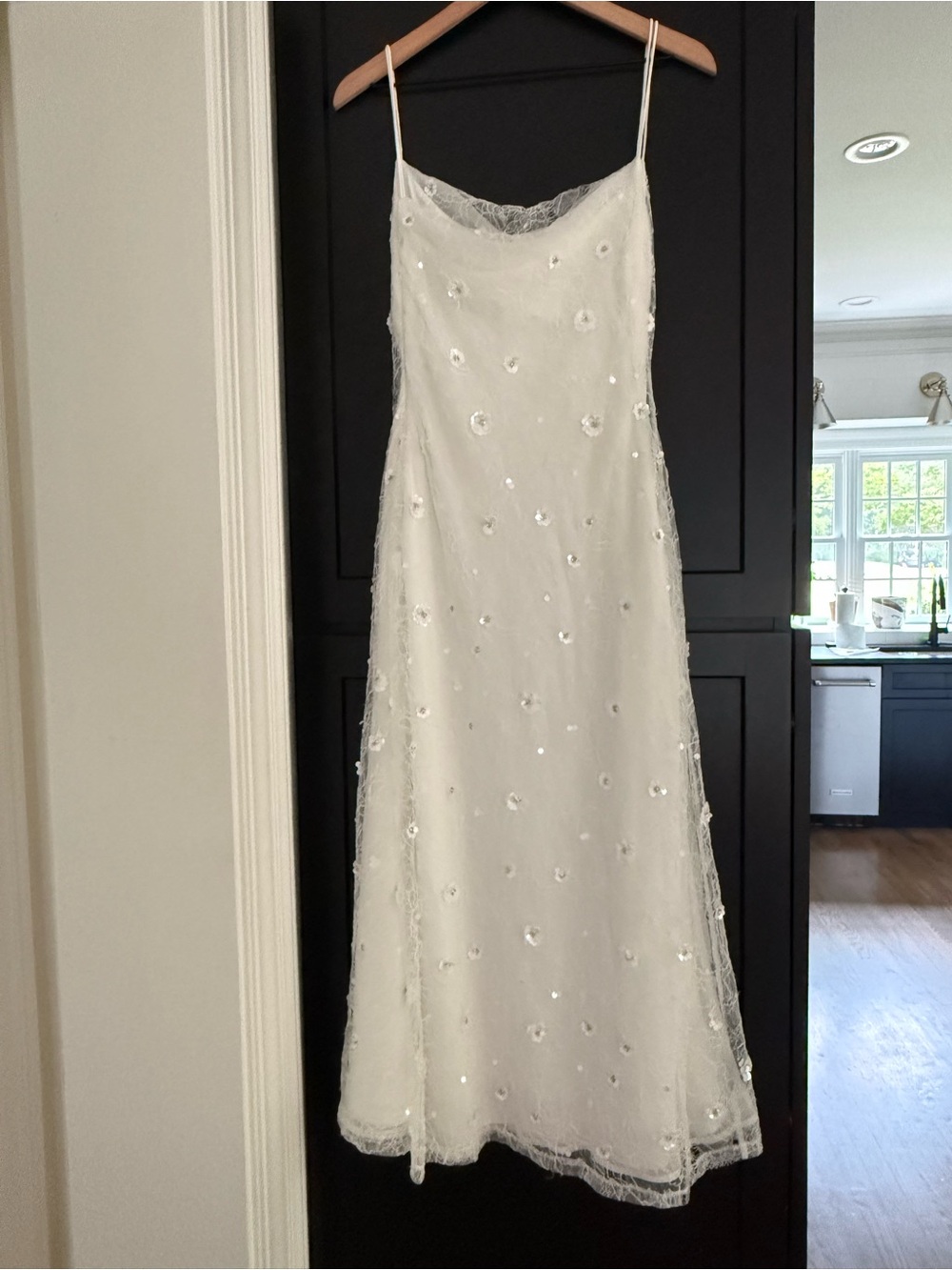 BHLDN Ivory Beaded Spaghetti-Strap Wedding Slip Dress